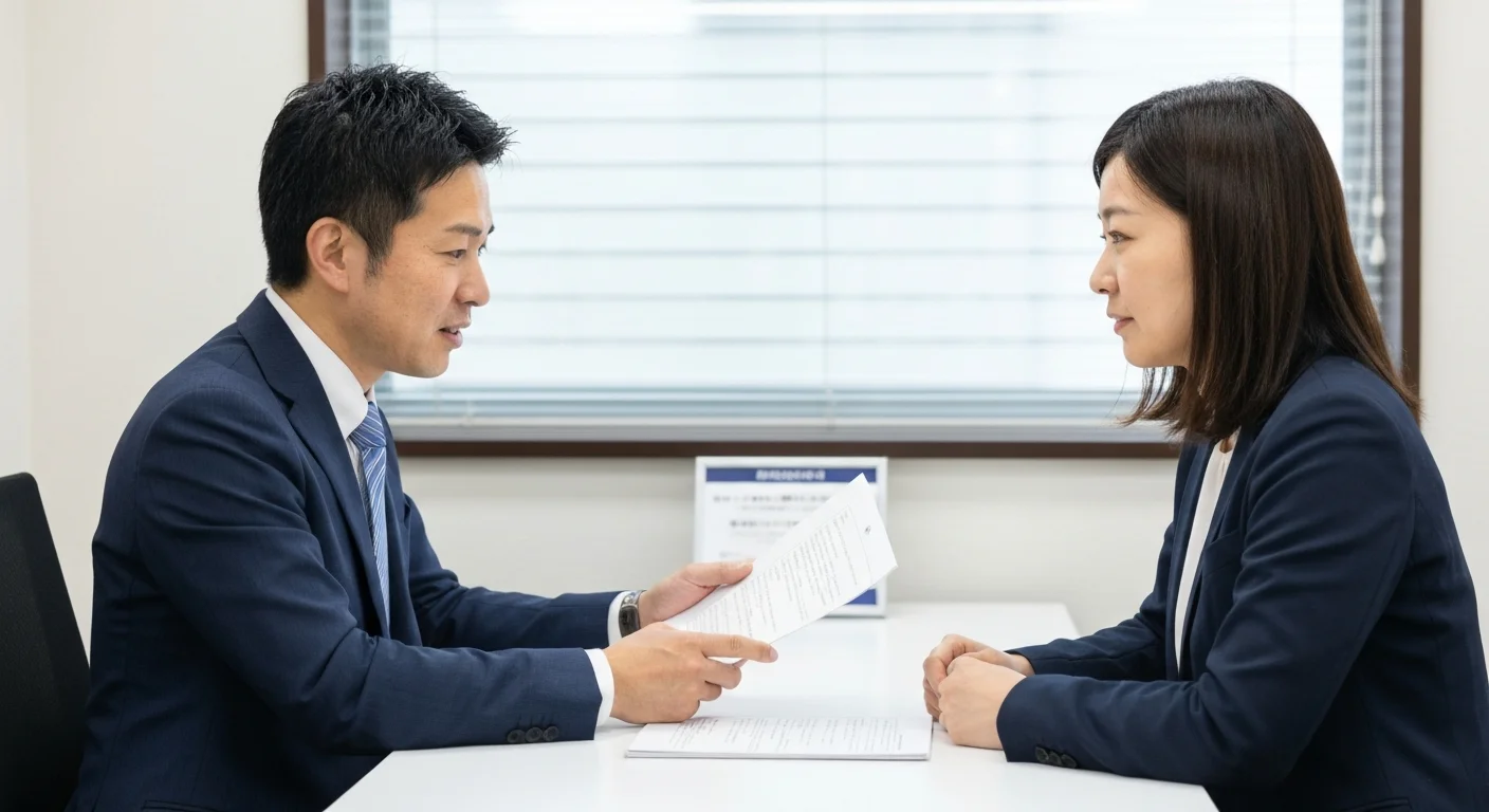 A close-up of two people explaining matters while pointing to documents describing the consultation