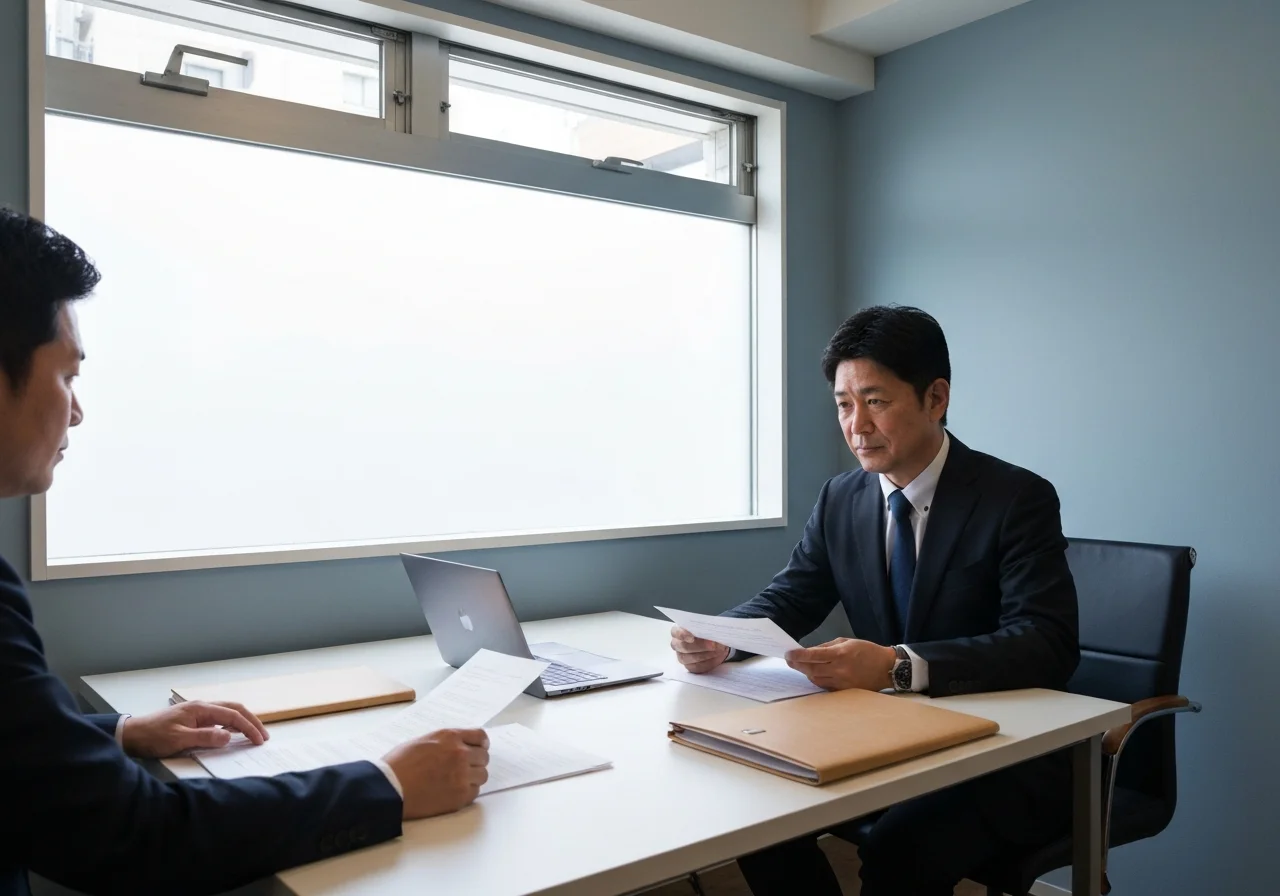 An investigator quietly working while reviewing documents